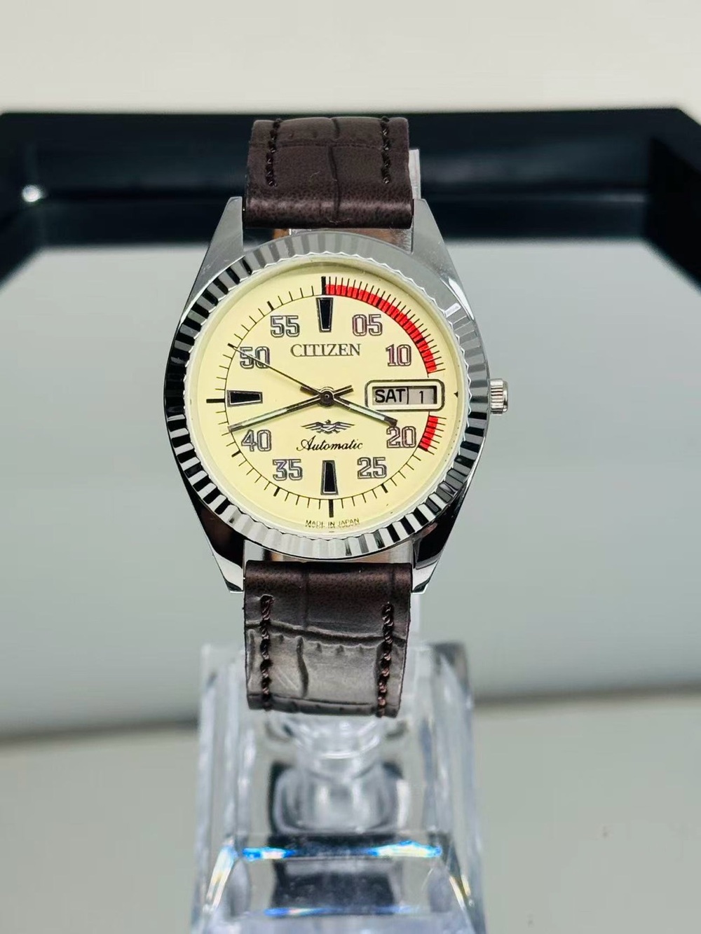 Vintage Citizen Automatic Day Date Men’s  Watch 34mm Cream Dial Japan Made